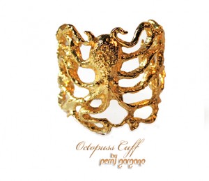 Perry Gargano's inimitable Octopus Cuff, plated in 14K gold