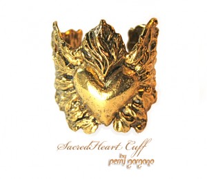 Sacred Heart Cuff by Sculptor-turned-jewelry-artist Perry Gargano